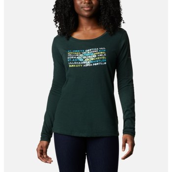 Columbia Blustery Peak Long Sleeve, Sudaderas Verdes Para Mujer | 364250-YQP